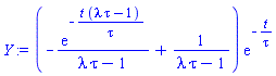 (-exp(-t*(lambda*tau-1)/tau)/(lambda*tau-1)+1/(lambda*tau-1))*exp(-t/tau)