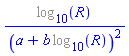 %log[10](R)/(a+b*%log[10](R))^2
