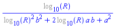 %log[10](R)/(%log[10](R)^2*b^2+2*%log[10](R)*a*b+a^2)