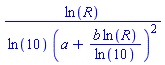 ln(R)/(ln(10)*(a+b*ln(R)/ln(10))^2)