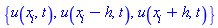 {u(x[i], t), u(x[i]-h, t), u(x[i]+h, t)}
