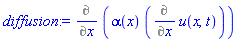 Diff(alpha(x)*(Diff(u(x, t), x)), x)