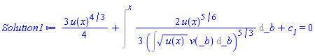 (3/4)*u(x)^(4/3)+Intat((2/3)*u(x)^(5/6)/(Int(u(x)^(1/2)*v(_b), _b))^(5/3), _b = x)+c__1 = 0