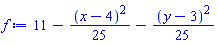 11-(1/25)*(x-4)^2-(1/25)*(y-3)^2