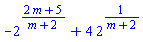 -2^((2*m+5)/(m+2))+4*2^(1/(m+2))