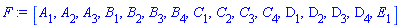 [A[1], A[2], A[3], B[1], B[2], B[3], B[4], C[1], C[2], C[3], C[4], D[1], D[2], D[3], D[4], E[1]]