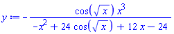 -cos(x^(1/2))*x^3/(-x^2+24*cos(x^(1/2))+12*x-24)
