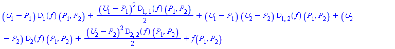 (U[1]-P[1])*(D[1](f))(P[1], P[2])+(1/2)*(U[1]-P[1])^2*(D[1, 1](f))(P[1], P[2])+(U[1]-P[1])*(U[2]-P[2])*(D[1, 2](f))(P[1], P[2])+(U[2]-P[2])*(D[2](f))(P[1], P[2])+(1/2)*(U[2]-P[2])^2*(D[2, 2](f))(P[1], P[2])+f(P[1], P[2])