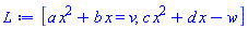 [a*x^2+b*x = v, c*x^2+d*x-w]