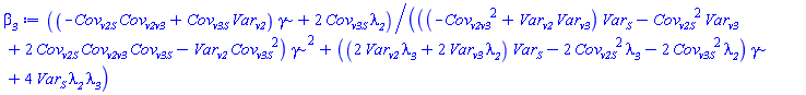 ((-Cov__v2S*Cov__v2v3+Cov__v3S*Var__v2)*gamma+2*Cov__v3S*lambda__2)/(((-Cov__v2v3^2+Var__v2*Var__v3)*Var__S-Cov__v2S^2*Var__v3+2*Cov__v2S*Cov__v2v3*Cov__v3S-Var__v2*Cov__v3S^2)*gamma^2+((2*Var__v2*lambda__3+2*Var__v3*lambda__2)*Var__S-2*Cov__v2S^2*lambda__3-2*Cov__v3S^2*lambda__2)*gamma+4*Var__S*lambda__2*lambda__3)