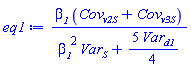 beta__1*(Cov__v2S+Cov__v3S)/(beta__1^2*Var__S+(5/4)*Var__d1)
