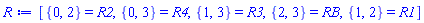 [{0, 2} = R2, {0, 3} = R4, {1, 3} = R3, {2, 3} = RB, {1, 2} = R1]