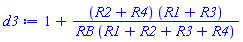 1+(R2+R4)*(R1+R3)/(RB*(R1+R2+R3+R4))