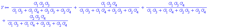 G[1]*G[2]*G[3]/(G[1]*G[3]+G[1]*G[4]+G[2]*G[3]+G[2]*G[4])+G[1]*G[2]*G[4]/(G[1]*G[3]+G[1]*G[4]+G[2]*G[3]+G[2]*G[4])+G[1]*G[3]*G[4]/(G[1]*G[3]+G[1]*G[4]+G[2]*G[3]+G[2]*G[4])+G[2]*G[3]*G[4]/(G[1]*G[3]+G[1]*G[4]+G[2]*G[3]+G[2]*G[4])