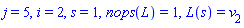j = 5, i = 2, s = 1, nops(L) = 1, L(s) = v[2]