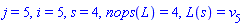j = 5, i = 5, s = 4, nops(L) = 4, L(s) = v[5]