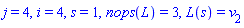 j = 4, i = 4, s = 1, nops(L) = 3, L(s) = v[2]