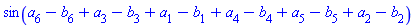 sin(a[6]-b[6]+a[3]-b[3]+a[1]-b[1]+a[4]-b[4]+a[5]-b[5]+a[2]-b[2])