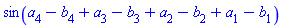 sin(a[4]-b[4]+a[3]-b[3]+a[2]-b[2]+a[1]-b[1])