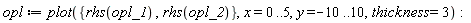 opl := plot({rhs(opl_1), rhs(opl_2)}, x = 0 .. 5, y = -10 .. 10, thickness = 3)