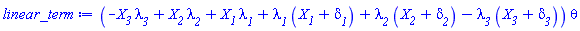 (-X__3*lambda__3+X__2*lambda__2+X__1*lambda__1+lambda__1*(X__1+delta__1)+lambda__2*(X__2+delta__2)-lambda__3*(X__3+delta__3))*theta