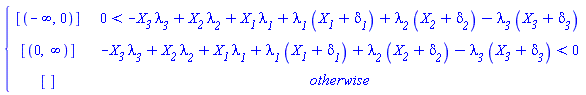 piecewise(0 < -X__3*`&lambda;__3`+X__2*`&lambda;__2`+X__1*`&lambda;__1`+`&lambda;__1`*(X__1+`&delta;__1`)+`&lambda;__2`*(X__2+`&delta;__2`)-`&lambda;__3`*(X__3+`&delta;__3`), [RealRange(Open(-infinity), Open(0))], -X__3*`&lambda;__3`+X__2*`&lambda;__2`+X__1*`&lambda;__1`+`&lambda;__1`*(X__1+`&delta;__1`)+`&lambda;__2`*(X__2+`&delta;__2`)-`&lambda;__3`*(X__3+`&delta;__3`) < 0, [RealRange(Open(0), Open(infinity))], [])