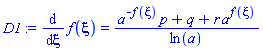 diff(f(xi), xi) = (a^(-f(xi))*p+q+r*a^f(xi))/ln(a)