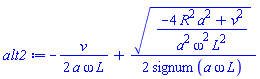 -(1/2)*v/(a*omega*L)+(1/2)*((-4*R^2*a^2+v^2)/(a^2*omega^2*L^2))^(1/2)/signum(a*omega*L)