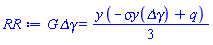 G*`&Delta;&gamma;` = (1/3)*y*(-`&sigma;y`(`&Delta;&gamma;`)+q)