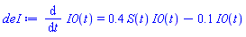 diff(I0(t), t) = .4*S(t)*I0(t)-.1*I0(t)
