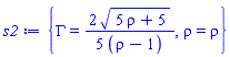 {Gamma = (2/5)*(5*rho+5)^(1/2)/(rho-1), rho = rho}