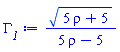 (5*rho+5)^(1/2)/(5*rho-5)
