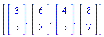 [Vector(2, {(1) = 3, (2) = 5}), Vector(2, {(1) = 6, (2) = 2}), Vector(2, {(1) = 4, (2) = 5}), Vector(2, {(1) = 8, (2) = 7})]