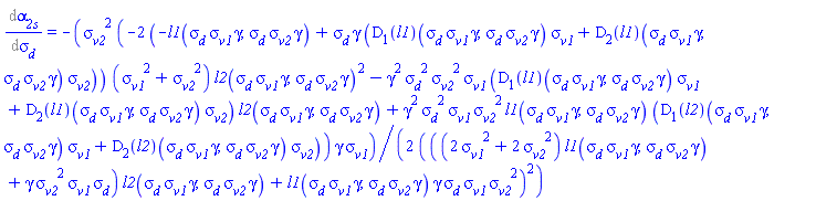 Diff(alpha__2s, sigma__d) = -(1/2)*sigma__v2^2*(-2*(-l1(sigma__d*sigma__v1*gamma, sigma__d*sigma__v2*gamma)+sigma__d*gamma*((D[1](l1))(sigma__d*sigma__v1*gamma, sigma__d*sigma__v2*gamma)*sigma__v1+(D[2](l1))(sigma__d*sigma__v1*gamma, sigma__d*sigma__v2*gamma)*sigma__v2))*(sigma__v1^2+sigma__v2^2)*l2(sigma__d*sigma__v1*gamma, sigma__d*sigma__v2*gamma)^2-gamma^2*sigma__d^2*sigma__v2^2*sigma__v1*((D[1](l1))(sigma__d*sigma__v1*gamma, sigma__d*sigma__v2*gamma)*sigma__v1+(D[2](l1))(sigma__d*sigma__v1*gamma, sigma__d*sigma__v2*gamma)*sigma__v2)*l2(sigma__d*sigma__v1*gamma, sigma__d*sigma__v2*gamma)+gamma^2*sigma__d^2*sigma__v1*sigma__v2^2*l1(sigma__d*sigma__v1*gamma, sigma__d*sigma__v2*gamma)*((D[1](l2))(sigma__d*sigma__v1*gamma, sigma__d*sigma__v2*gamma)*sigma__v1+(D[2](l2))(sigma__d*sigma__v1*gamma, sigma__d*sigma__v2*gamma)*sigma__v2))*gamma*sigma__v1/(((2*sigma__v1^2+2*sigma__v2^2)*l1(sigma__d*sigma__v1*gamma, sigma__d*sigma__v2*gamma)+gamma*sigma__v2^2*sigma__v1*sigma__d)*l2(sigma__d*sigma__v1*gamma, sigma__d*sigma__v2*gamma)+l1(sigma__d*sigma__v1*gamma, sigma__d*sigma__v2*gamma)*gamma*sigma__d*sigma__v1*sigma__v2^2)^2