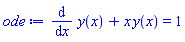diff(y(x), x)+x*y(x) = 1