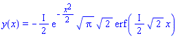 y(x) = -((1/2)*I)*exp(-(1/2)*x^2)*Pi^(1/2)*2^(1/2)*erf(((1/2)*I)*2^(1/2)*x)