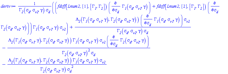 (fdiff(Lnum2, [1], [Gamma__1, Gamma__2])*(diff(Gamma__1(sigma__d, sigma__v1, gamma), sigma__d))+fdiff(Lnum2, [2], [Gamma__1, Gamma__2])*(diff(Gamma__2(sigma__d, sigma__v2, gamma), sigma__d)))*Gamma__1(sigma__d, sigma__v1, gamma)*sigma__v2/(Gamma__2(sigma__d, sigma__v2, gamma)*sigma__d)+Lambda__2(Gamma__1(sigma__d, sigma__v1, gamma), Gamma__2(sigma__d, sigma__v2, gamma))*(diff(Gamma__1(sigma__d, sigma__v1, gamma), sigma__d))*sigma__v2/(Gamma__2(sigma__d, sigma__v2, gamma)*sigma__d)-Lambda__2(Gamma__1(sigma__d, sigma__v1, gamma), Gamma__2(sigma__d, sigma__v2, gamma))*Gamma__1(sigma__d, sigma__v1, gamma)*sigma__v2*(diff(Gamma__2(sigma__d, sigma__v2, gamma), sigma__d))/(Gamma__2(sigma__d, sigma__v2, gamma)^2*sigma__d)-Lambda__2(Gamma__1(sigma__d, sigma__v1, gamma), Gamma__2(sigma__d, sigma__v2, gamma))*Gamma__1(sigma__d, sigma__v1, gamma)*sigma__v2/(Gamma__2(sigma__d, sigma__v2, gamma)*sigma__d^2)