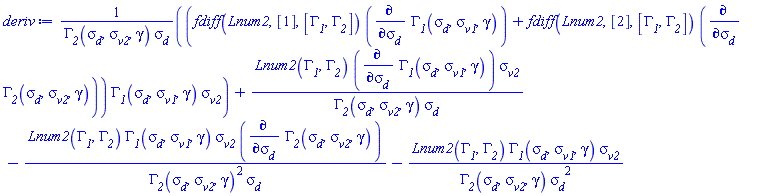 (fdiff(Lnum2, [1], [Gamma__1, Gamma__2])*(diff(Gamma__1(sigma__d, sigma__v1, gamma), sigma__d))+fdiff(Lnum2, [2], [Gamma__1, Gamma__2])*(diff(Gamma__2(sigma__d, sigma__v2, gamma), sigma__d)))*Gamma__1(sigma__d, sigma__v1, gamma)*sigma__v2/(Gamma__2(sigma__d, sigma__v2, gamma)*sigma__d)+Lnum2(Gamma__1, Gamma__2)*(diff(Gamma__1(sigma__d, sigma__v1, gamma), sigma__d))*sigma__v2/(Gamma__2(sigma__d, sigma__v2, gamma)*sigma__d)-Lnum2(Gamma__1, Gamma__2)*Gamma__1(sigma__d, sigma__v1, gamma)*sigma__v2*(diff(Gamma__2(sigma__d, sigma__v2, gamma), sigma__d))/(Gamma__2(sigma__d, sigma__v2, gamma)^2*sigma__d)-Lnum2(Gamma__1, Gamma__2)*Gamma__1(sigma__d, sigma__v1, gamma)*sigma__v2/(Gamma__2(sigma__d, sigma__v2, gamma)*sigma__d^2)