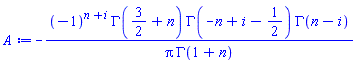 -(-1)^(n+i)*GAMMA(3/2+n)*GAMMA(-n+i-1/2)*GAMMA(n-i)/(Pi*GAMMA(1+n))