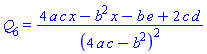 Q[6] = (4*a*c*x-b^2*x-b*e+2*c*d)/(4*a*c-b^2)^2