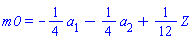 m0 = -(1/4)*a[1]-(1/4)*a[2]+(1/12)*Z