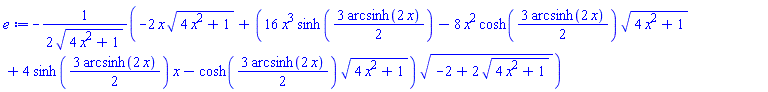 -(1/2)*(-2*x*(4*x^2+1)^(1/2)+(16*x^3*sinh((3/2)*arcsinh(2*x))-8*x^2*cosh((3/2)*arcsinh(2*x))*(4*x^2+1)^(1/2)+4*sinh((3/2)*arcsinh(2*x))*x-cosh((3/2)*arcsinh(2*x))*(4*x^2+1)^(1/2))*(-2+2*(4*x^2+1)^(1/2))^(1/2))/(4*x^2+1)^(1/2)