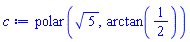 polar(5^(1/2), arctan(1/2))