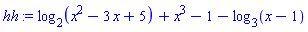 log[2](x^2-3*x+5)+x^3-1-log[3](x-1)