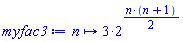 proc (n) options operator, arrow; 3*2^((1/2)*n*(n+1)) end proc