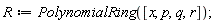 R := PolynomialRing([x, p, q, r])