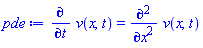 diff(v(x, t), t) = diff(diff(v(x, t), x), x)