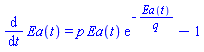 diff(Ea(t), t) = p*Ea(t)*exp(-Ea(t)/q)-1