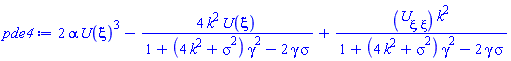 2*alpha*U(xi)^3-4*k^2*U(xi)/(1+(4*k^2+sigma^2)*gamma^2-2*gamma*sigma)+(diff(diff(U(xi), xi), xi))*k^2/(1+(4*k^2+sigma^2)*gamma^2-2*gamma*sigma)