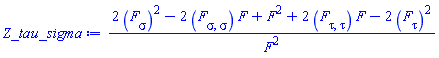 (2*(diff(F, sigma))^2-2*(diff(diff(F, sigma), sigma))*F+F^2+2*(diff(diff(F, tau), tau))*F-2*(diff(F, tau))^2)/F^2